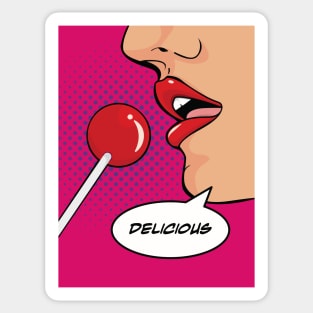 Pop Art Lollipop Candy Red Lips Sticker